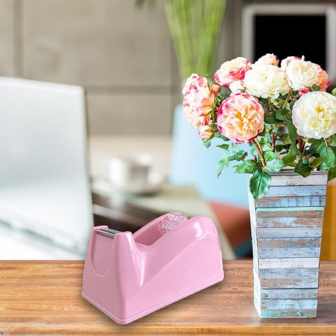 Cute Desktop Office Tape Dispenser, Antiskid Base Design for Home & School (Macaron Pink)