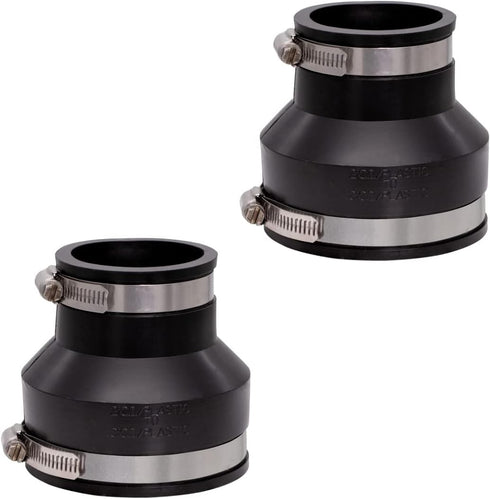 Fernco 1056-32 3-in. x 2-in. Flexible PVC Reducing Pipe Coupling for Plumbing Connections, 2-Pack