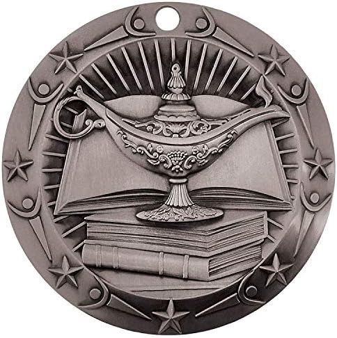 Decade Awards Academic Medal - 3 Inch Wide Gold or Silver Medal with Stars and Stripes Neck Ribbon