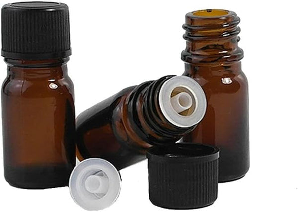 10Pcs 5ml Amber Glass Essential Oil Sample Bottles with Orifice and Cap for Perfume Aromatherapy