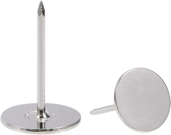 uxcell Upholstery Nails Tacks, 16mm x 25mm Flat Head Furniture Nails, Silver Tone, 80 Pcs for Sofa, Headboards