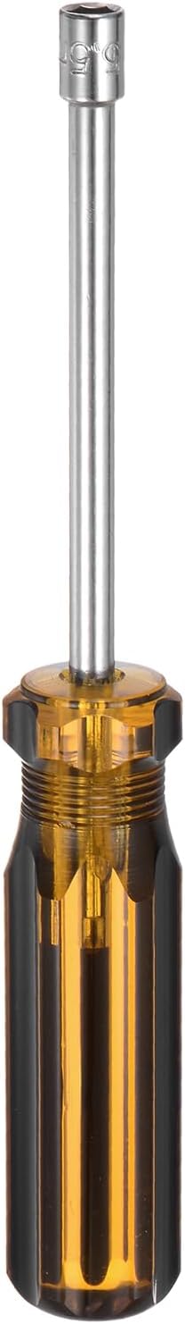 Metric Hex Nut Screwdriver, 5.5mm Carbon Steel Ergonomic PVC Grip Non-Magnetic Socket Wrench for Automotive