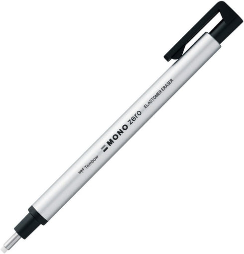 Tombow Holder Eraser, Mono Zero Round Shape, Silver (EH-KUR04)