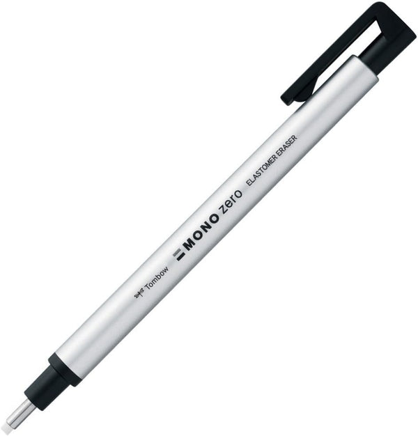 Tombow Holder Eraser, Mono Zero Round Shape, Silver (EH-KUR04)