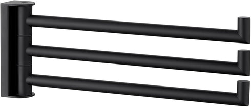 Swivel Hand Towel Holder - 3 Bars Angle Simple 304 Stainless Steel Towel Rack, Folding Wall Mount Matte Black