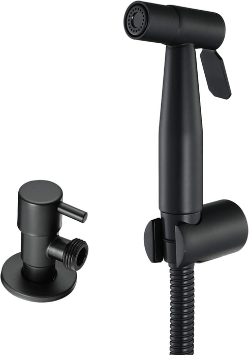 ZLOCYIVHE Handheld Bidet Sprayer Kit, Black Toilet Bidet Faucet, Wall Mounted Stainless Steel