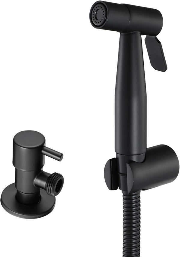 ZLOCYIVHE Handheld Bidet Sprayer Kit, Black Toilet Bidet Faucet, Wall Mounted Stainless Steel