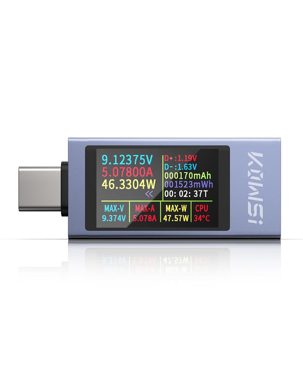 USB C Tester Power Meter, 4-30V 0-12A Type-C PD Tester Digital Multimeter,