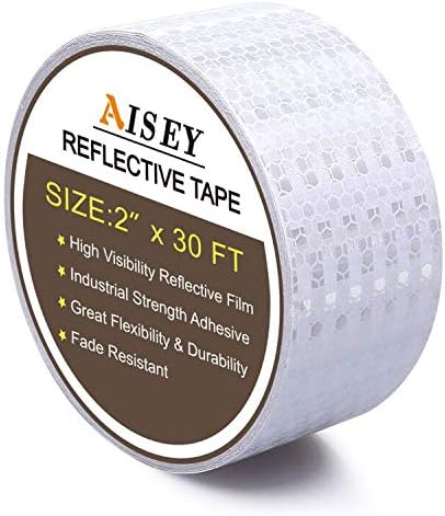 AISEY 2" X 30ft Reflective Tape, White Outdoor High Vis Safety Tape, Waterproof