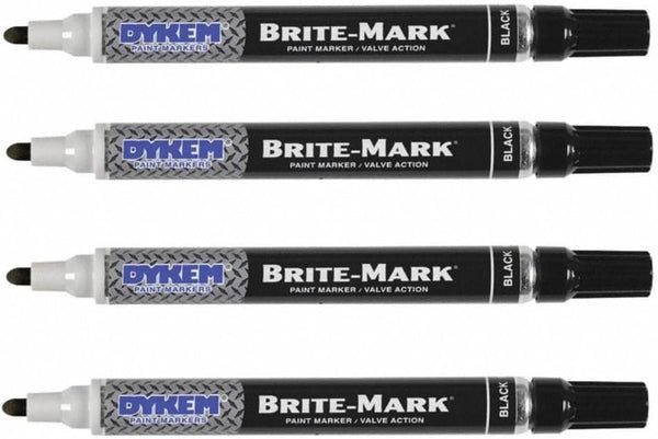 Dykem 8034-8402 Brite-Mark Regular Line Markers 4-Pieces Set, Black