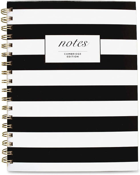 Cambridge Business Notebook, Hardcover, 80 Sheets, Black/White Stripe Fashion, 9-1/2 x 7 Inches (59012)