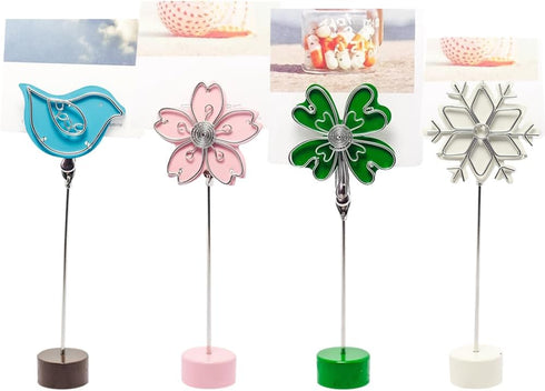 WAYUTO 4Pcs Cute Memo Clips Metal Desk Photo Clips Name Card Holders Note