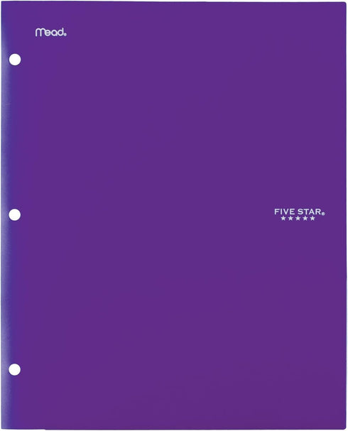 Five Star 4 Pocket Folders, Plastic, Teal, White, Purple, Lime, 4 Pack (38076)