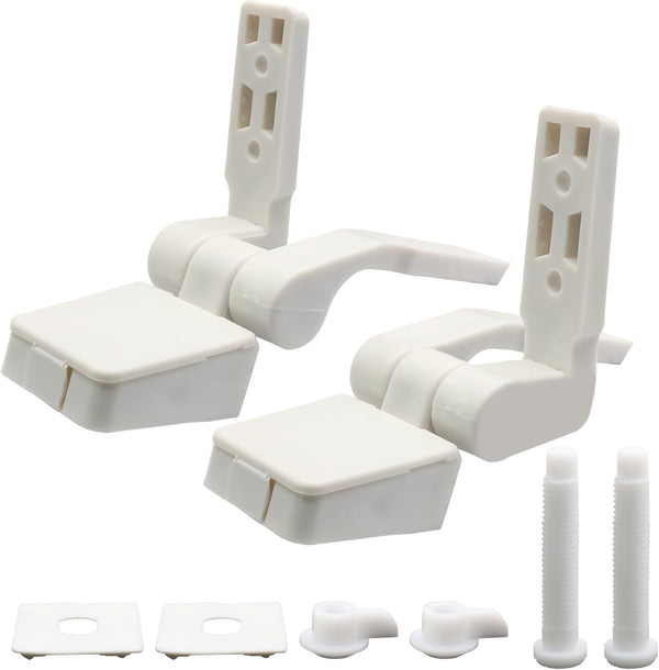 Luomorgo 1 Pair Plastic Toilet Seat Hinges, White Toilet Seat Hinges Replacement with
