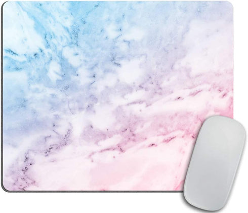 Marble Mouse Pad, Pastel Toned Cloudy Hazy Crack Lines Design, Standard Size Rectangle Non-Slip Rubber Mousepad