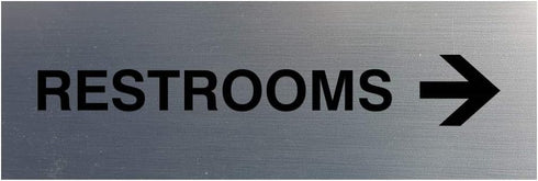 Signs ByLITA Basic Restrooms Right Arrow Sign - Durable Material with Strong Adhesive Tape (Brushed Silver) - 1 Pack