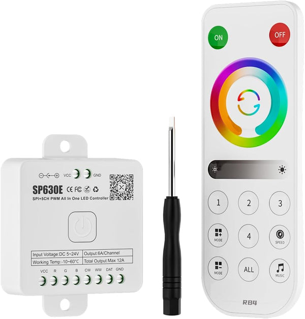 BTF-LIGHTING SP630E Bluetooth Controllers 4 Zones 2.4GHz RF RB4 Remote Kit Support FCOB