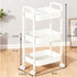 Vamelia 3-Tier Rolling Utility Cart Metal Cart with Lockable Wheels for Office, Living Room, Kitchen, White