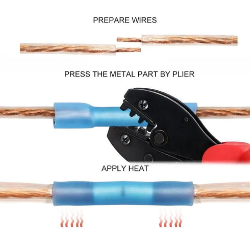 200pcs Heat Shrink Butt Connectors Terminals, Electronic Insulated Waterproof Marine Automotive Copper Wire Electrical