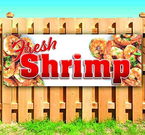 TampaPrinting Fresh Shrimp Cooked Banner 13 oz | Non-Fabric | Heavy-Duty Vinyl Single-Sided