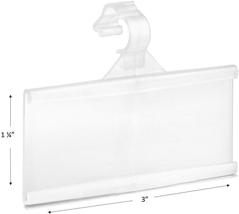 Pack of 100 Plastic Wire Shelf Label Holder, Sign and Ticket Holder, Easy Clip Design with Tight Snap Lock Closure,