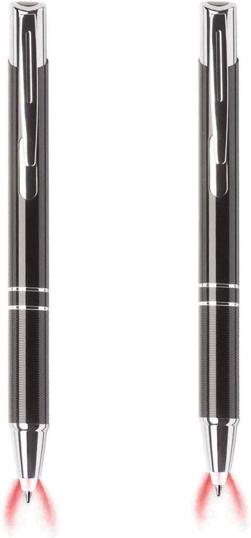 GS GLOWSEEN Lighted tip Penlight,LED Ballpoint Flashlight Writing Pens for Night Writer - 2 PK (Red Light)