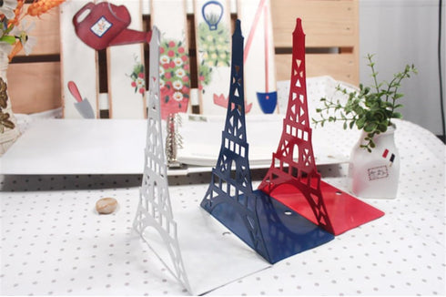 School Supplies Schoolsupplies Tinplate Eiffel Tower Creative Bookshelf Metal Book Holder Stand Decorative Bookend