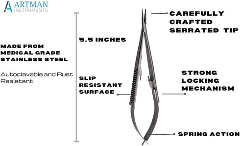 3 5.5 inches ARTMAN INSTRUMENTS pcs Castroviejo Needle Holder Straight with Lock | Dental Medical Ortho Surgical Needle