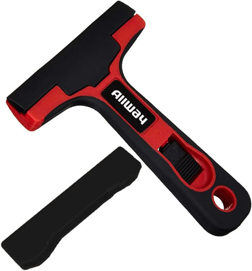 ALLWAY GTS-G Soft-Grip Glass & Tile Scraper, 4" with Snap-On Blade Guard