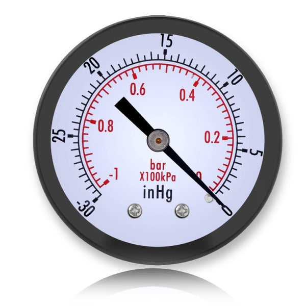 Mini Vacuum Pressure Gauge, 1/4" BSPT Thread, Dual Scale Vacuum Gauge for Water, Oil, Air, 0~-30inHg/0~-1bar Range