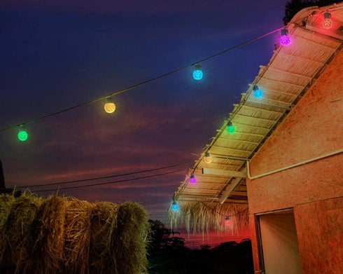 Lemontec 25 Bulbs IP65 8 4 15ft Solar Led Smart String Lights, LED RGBW Color Changing Patio String Light App Control