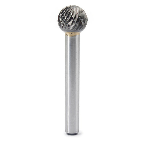 SD-5 Tungsten Carbide Burr Ball Shape Double Cut Rotary Burrs File, 1/2'' Cutter Dia, 1/4'' Shank Dia