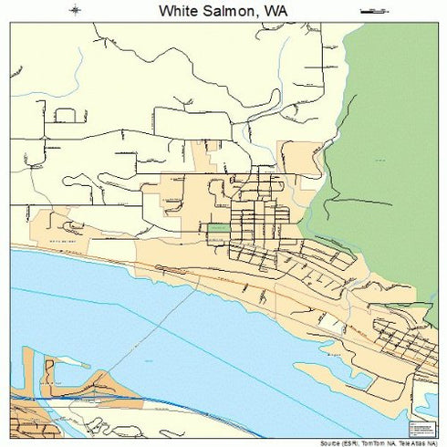 Large Street & Road Map of White Salmon, Washington WA - Printed