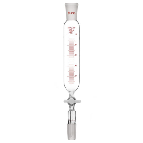 stonylab Pressure Equalizing Addition Funnel, 24/40 Joint Borosilicate Glass, Graduated Dropping Funnel, 100 ml