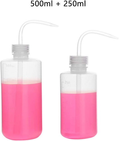 stonylab 2-Pack Chemical Wash Bottle, Plastic Safety Lab Squeeze Wash Bottle, LDPE Narrow Mouth, 250 ml (8 oz) and 500