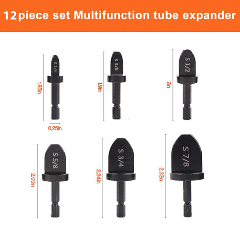 Swedge Tool HVAC Swaging Set - 12Pcs Copper Pipe Expander Swaging Tool Drill Bit Set Precision Flaring Kit HVAC Flaring Tool Bit Set Hand Tools
