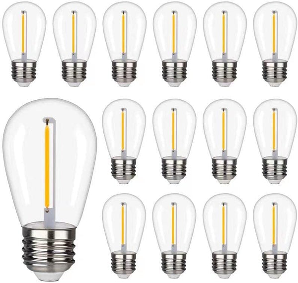 Shatterproof LED String Lights, Waterproof, Warm White 2200K, E26 Base, 15 Pack