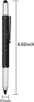 DUNBONG 6-in-1 Metal Multi Tool Pen - Stylus, Screwdriver, Ballpoint Pen, Level, Ruler, 1-Count (Black)