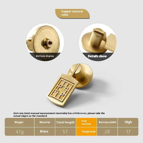 PIYYQNY 2 Pack 57mm) Dresser Knobs Drawer Pulls Brass Pendant Handle Gold Drawer Handle Bedroom Wardrobe Bedside Table