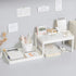 Hemoton Desktop Storage Rack Organizer, Double-Layer Cosmetic Stationery Holder for Kitchen Bathroom Office, White