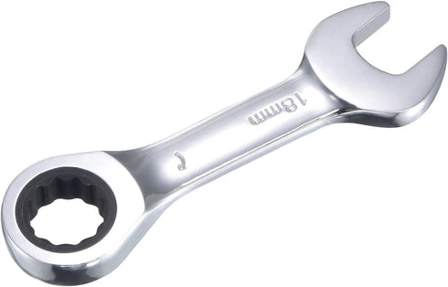 uxcell 18mm Stubby Ratcheting Combination Wrench, Metric 72 Teeth 12 Point Box Ended Tools
