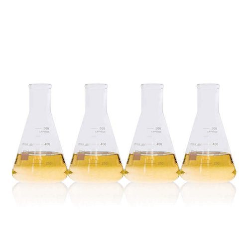 ULAB Scientific Narrow-Mouth Glass Erlenmeyer Flask Set, 17oz 500ml, 3.3 Borosilicate, Pack of 4