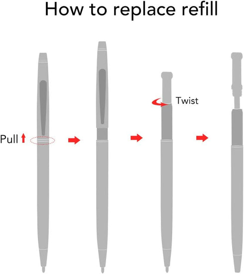 Unibene Slim Metallic Retractable Ballpoint Pens, Carved Chrome & Gold, 6 Pack Black Ink, Nice Gift for Office Students