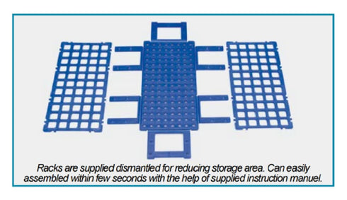 079.01.001B Tube Rack, Dismantled P.P 84 Holes for 13mm Diameter Tubes, Blue, 1 Piece