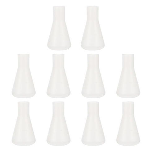 10pcs Plastic Conical Flasks for Chemistry, Scale Flask for Laboratory Erlenmeyer Flask Experiment, Plastic Flask