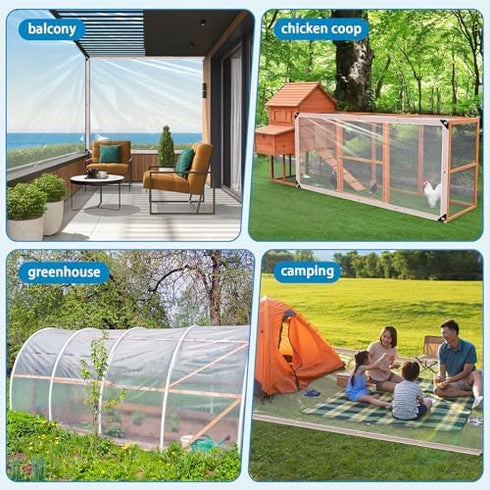 9x12FT,Clear Grommets,Transparent Clear Tarps Heavy Duty Waterproof Plastic Tarp with PVC Vinyl Tarpaulin