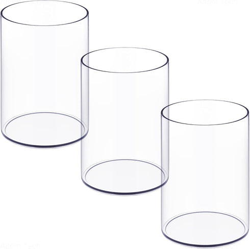 Stylish Clear Acrylic Desk Organizer Set of 3, Round Makeup Brush Holders Perfect for Home, School, and Office Supplies