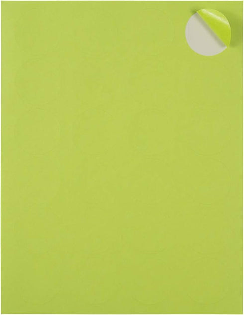 JAM PAPER Ultra Lime Green Circle Label Sticker Seals, 1 2/3 Inch Diameter, 120 Round Labels/Pack