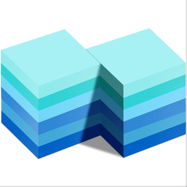 Blue Sticky Notes, 3 x 3 Inch Coastal Colors, Self Stick Pads, Easy to Post for Home, Office, Notebook, 100 Sheets/Pad