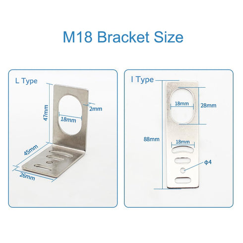 M8 M12 M18 SN04 L-Shaped Straight I Type Mounting Iron Bracket for Inductive Proximity Sensor (10 Pack, M12-I TYPE)